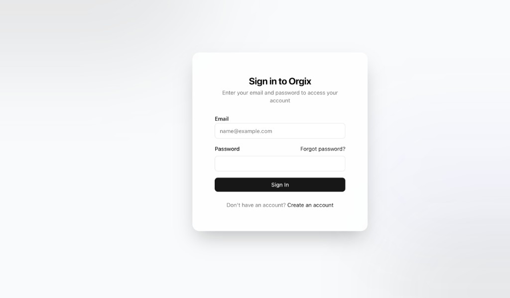 Sign in to Orgix