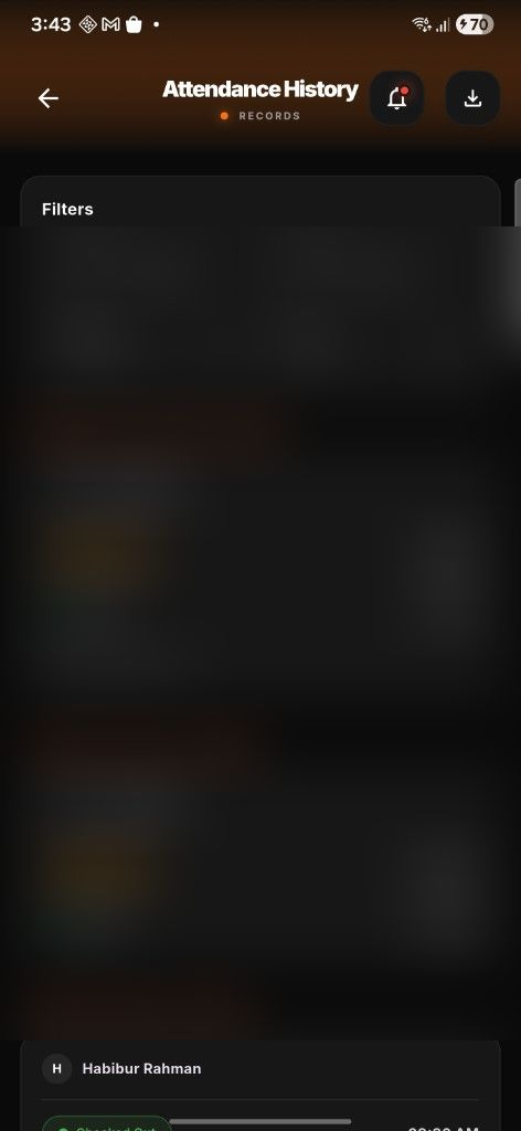 Mobile Attendance History